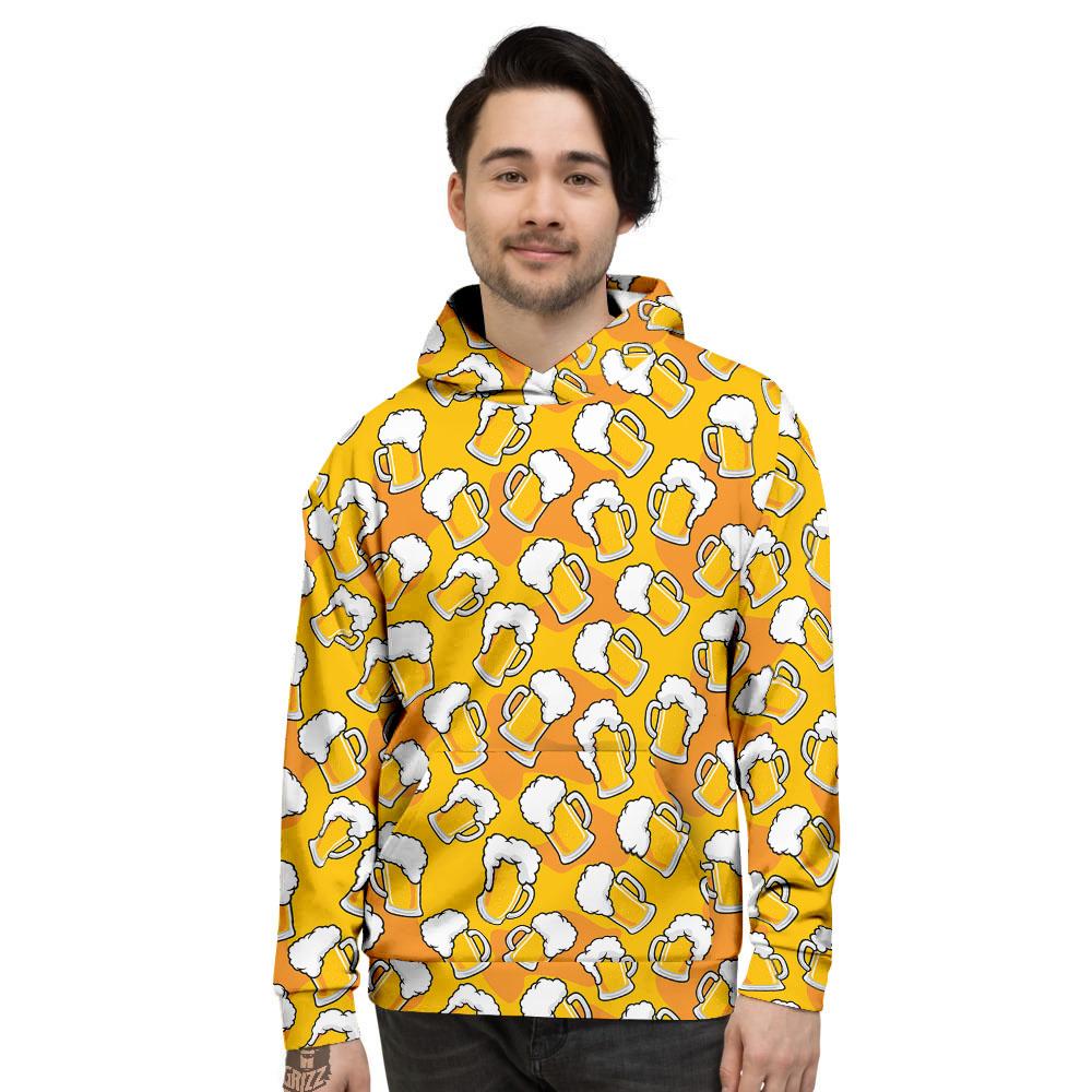 Beer Mug Pattern Print Men's Hoodie-grizzshop