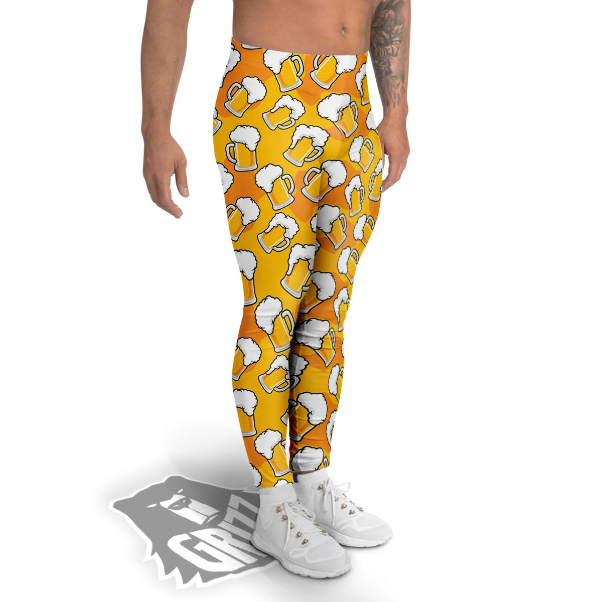 Beer Mug Pattern Print Men's Leggings-grizzshop