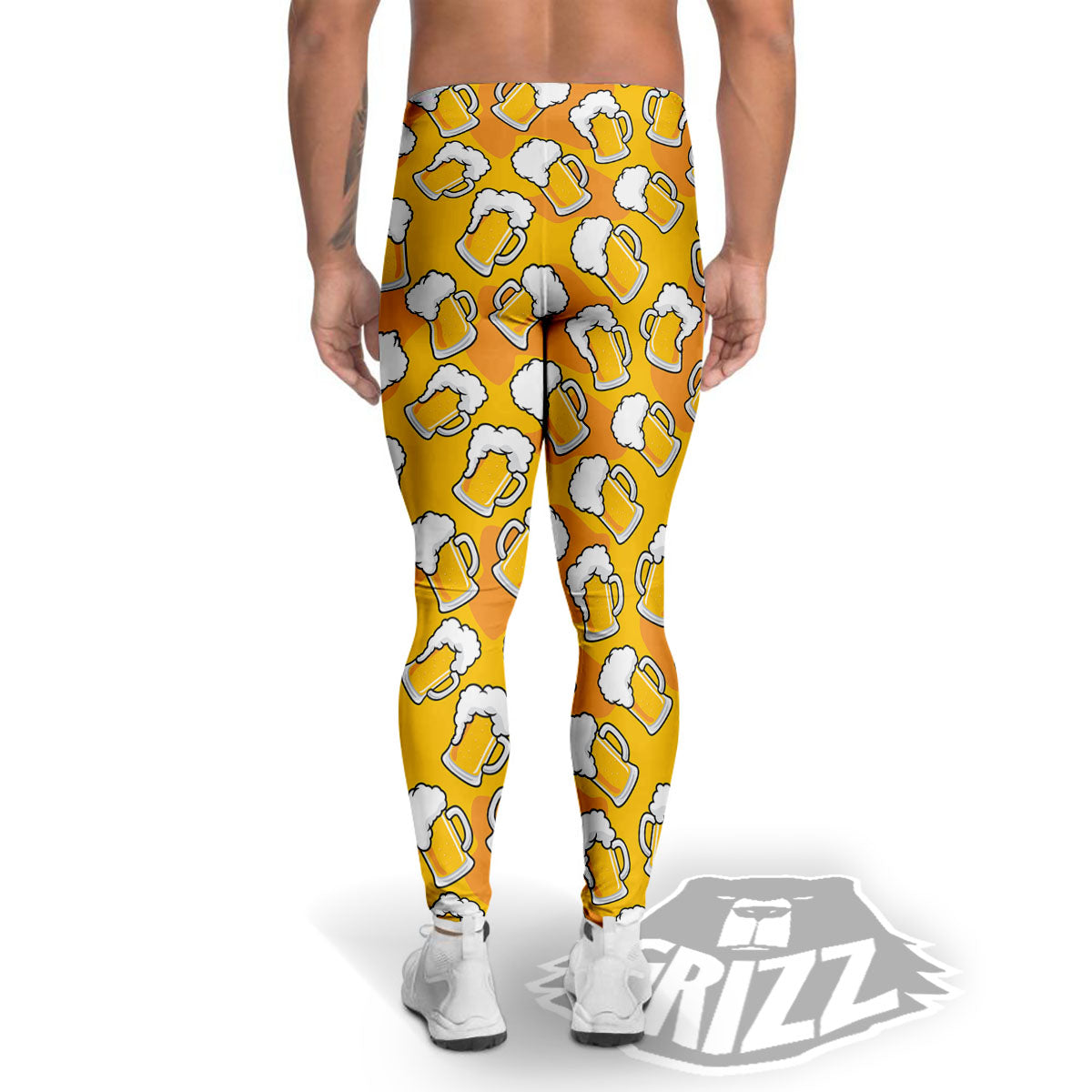Beer Mug Pattern Print Men's Leggings-grizzshop