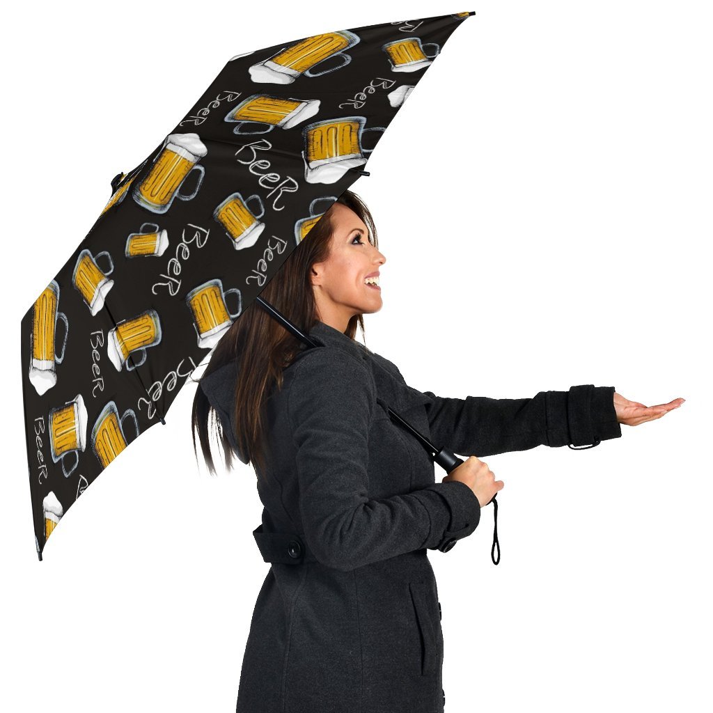 Beer Pattern Print Automatic Foldable Umbrella-grizzshop