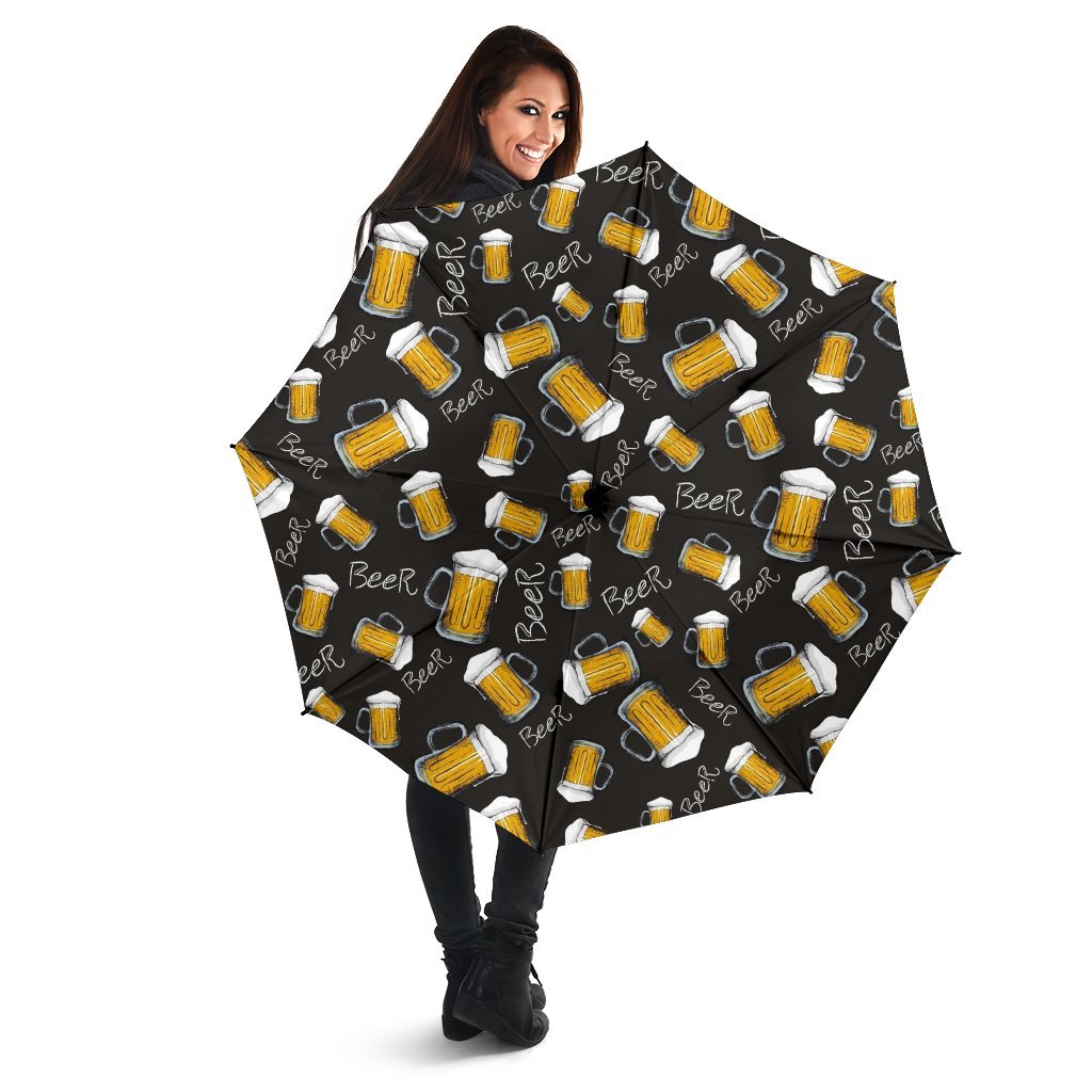 Beer Pattern Print Automatic Foldable Umbrella-grizzshop
