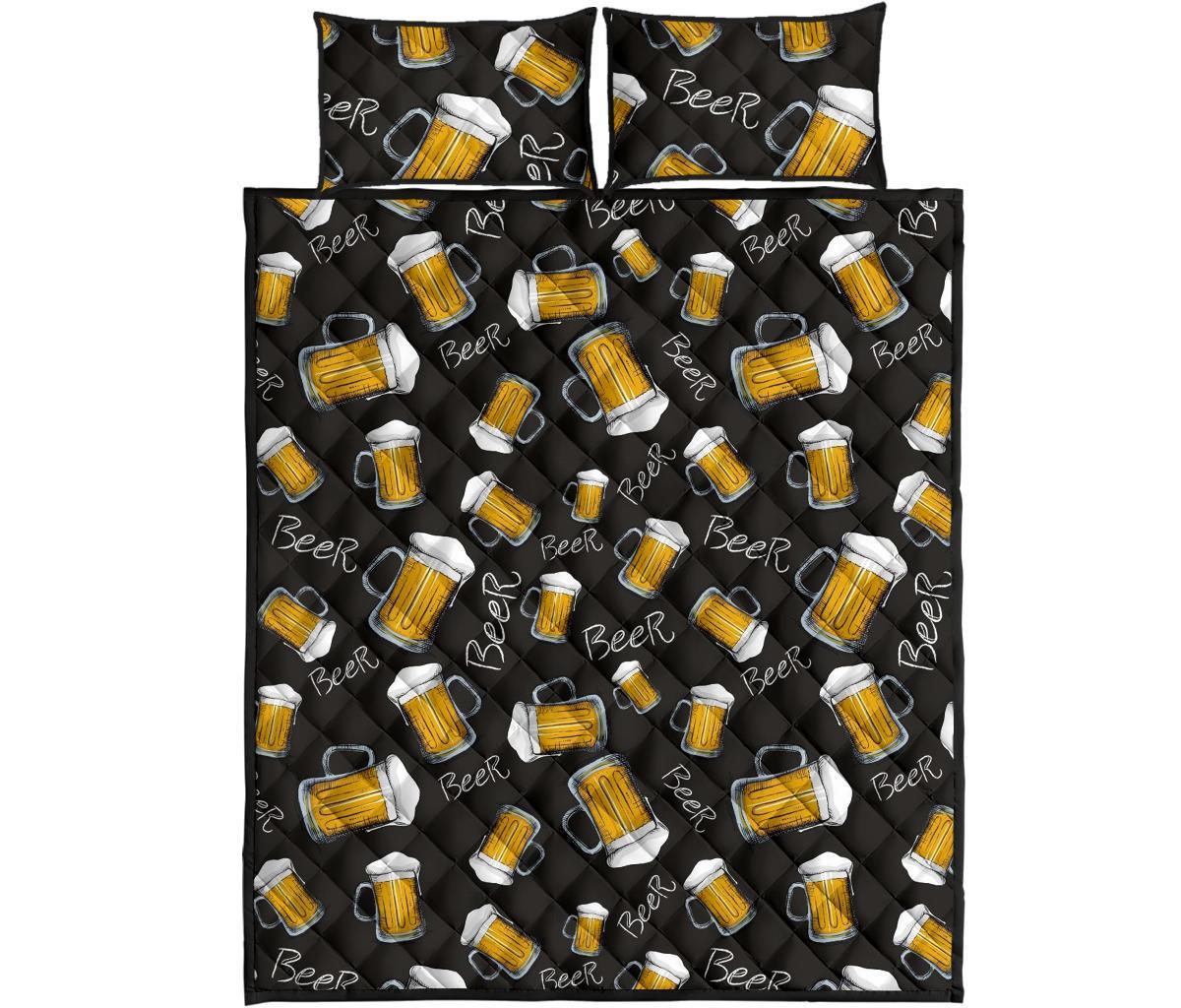 Beer Pattern Print Bed Set Quilt-grizzshop