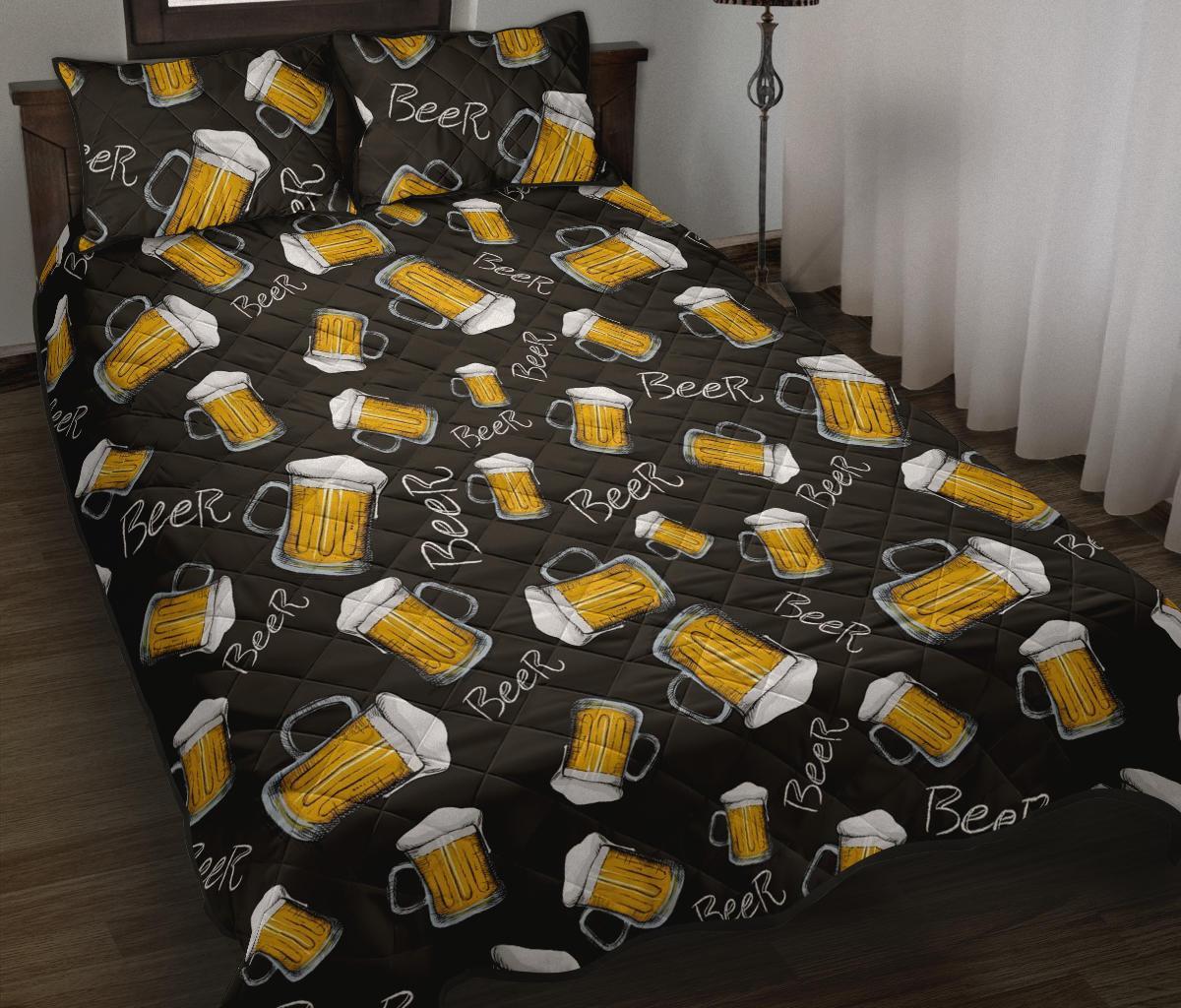 Beer Pattern Print Bed Set Quilt-grizzshop
