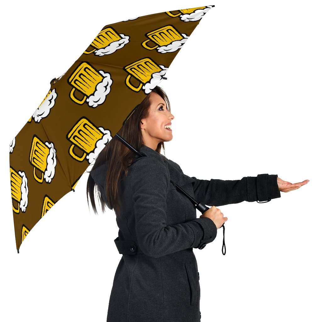 Beer Print Pattern Automatic Foldable Umbrella-grizzshop