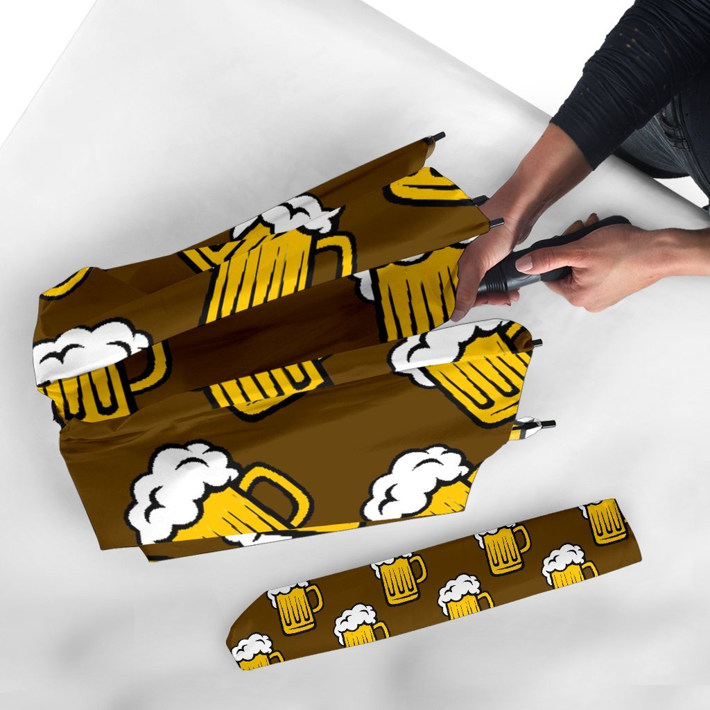 Beer Print Pattern Automatic Foldable Umbrella-grizzshop