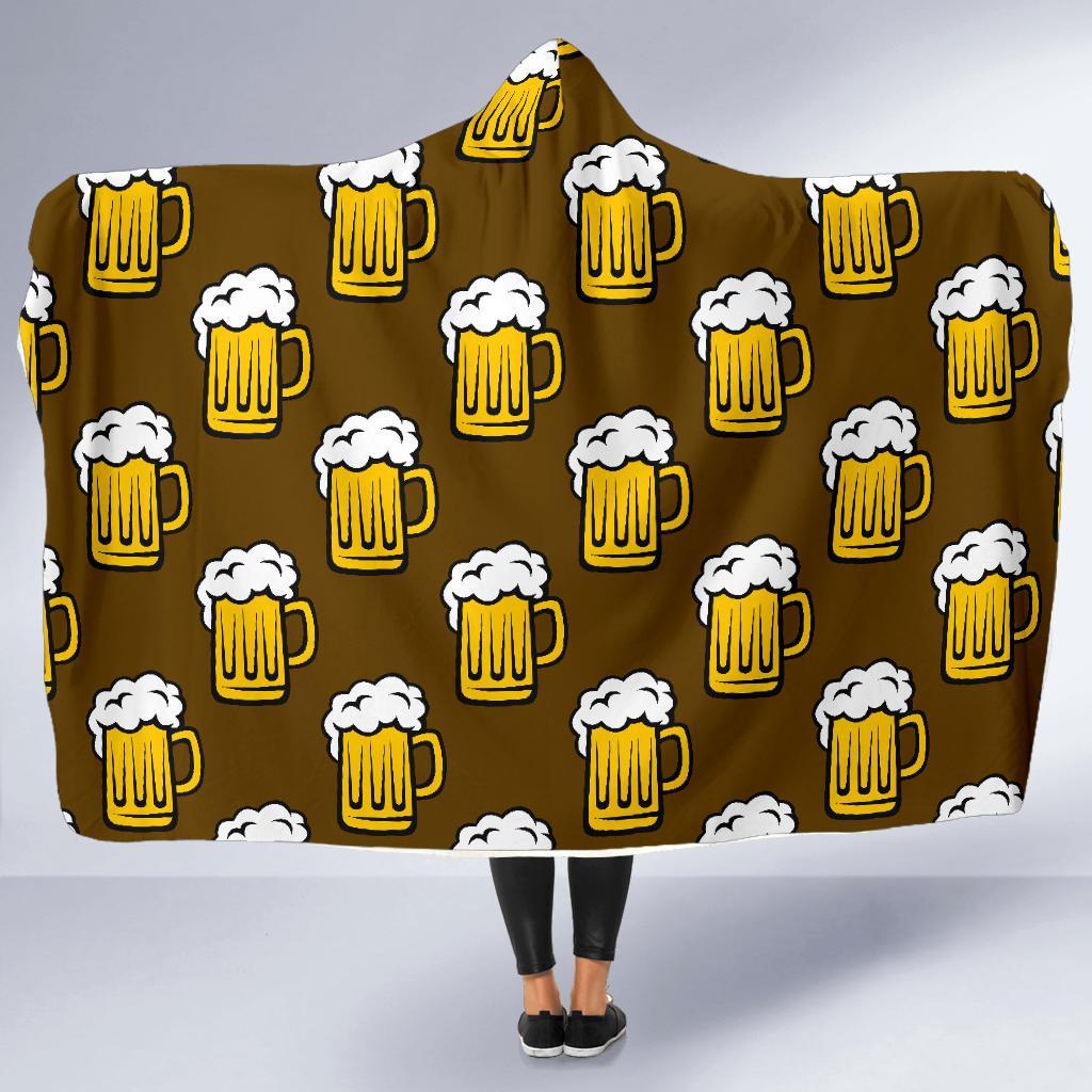 Beer Print Pattern Hooded Blanket-grizzshop