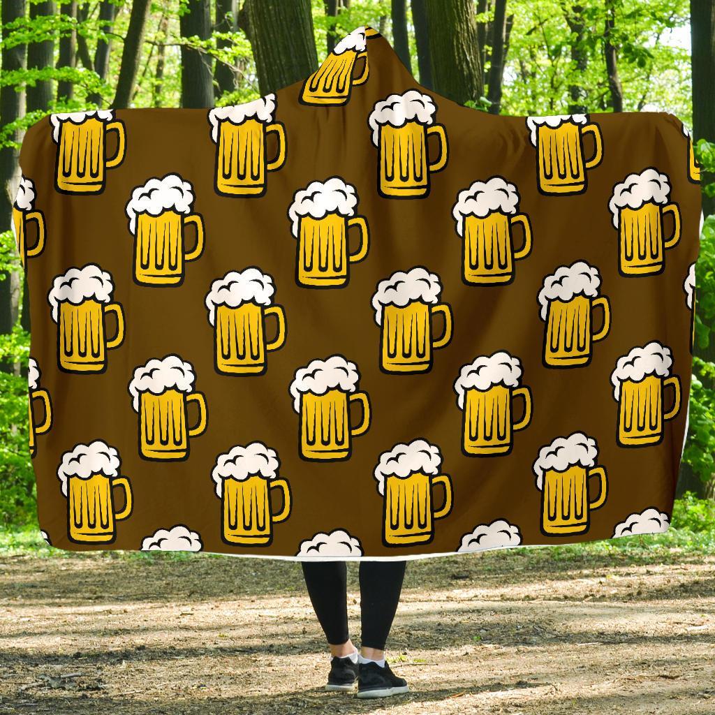 Beer Print Pattern Hooded Blanket-grizzshop