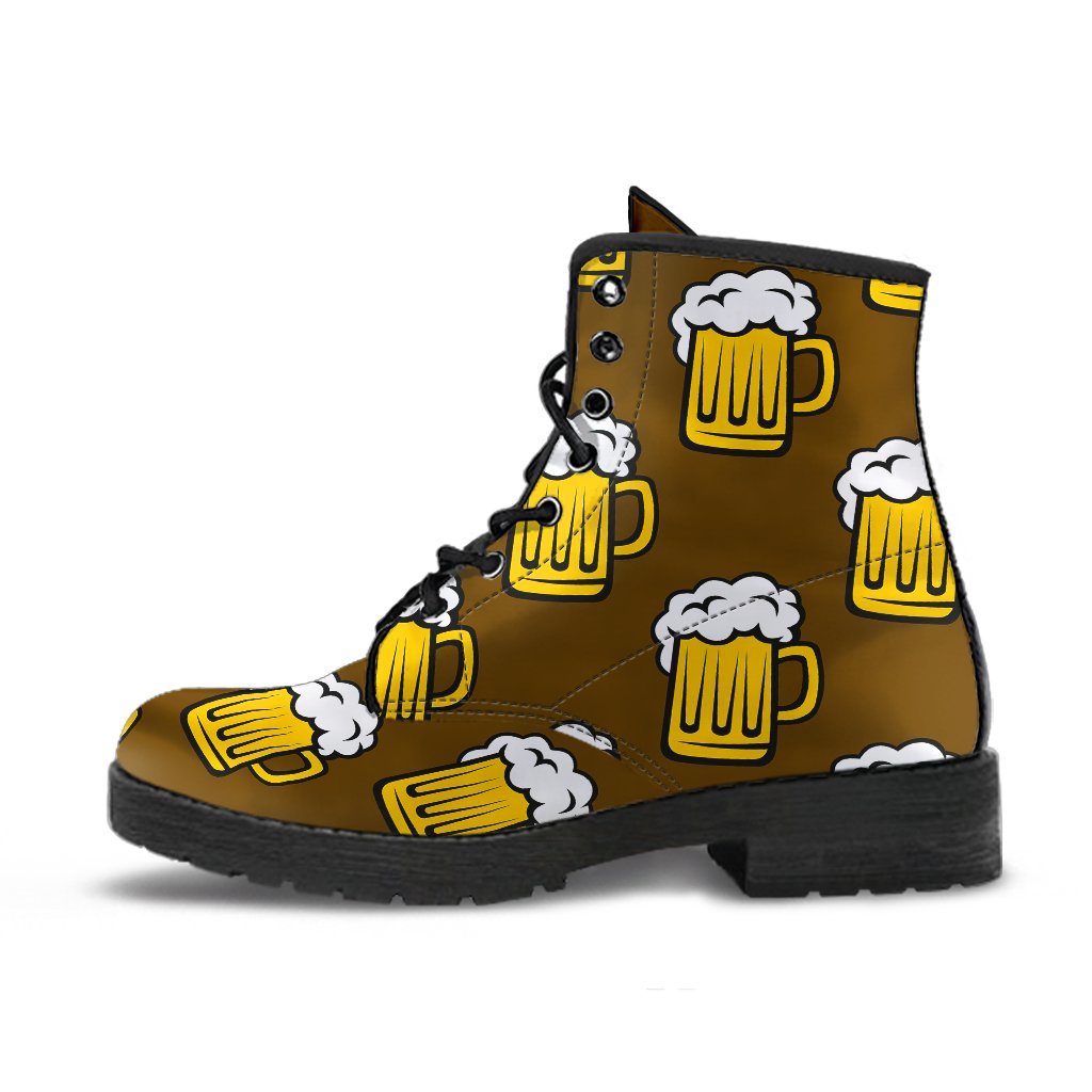 Beer Print Pattern Men Women Leather Boots-grizzshop