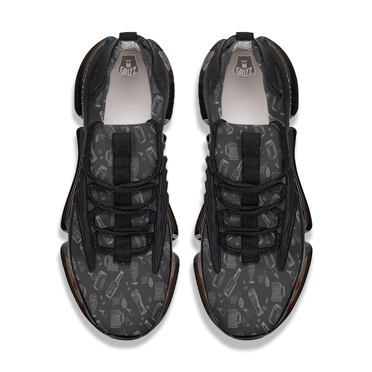 Beer White And Black Print Pattern Black Gym Shoes-grizzshop
