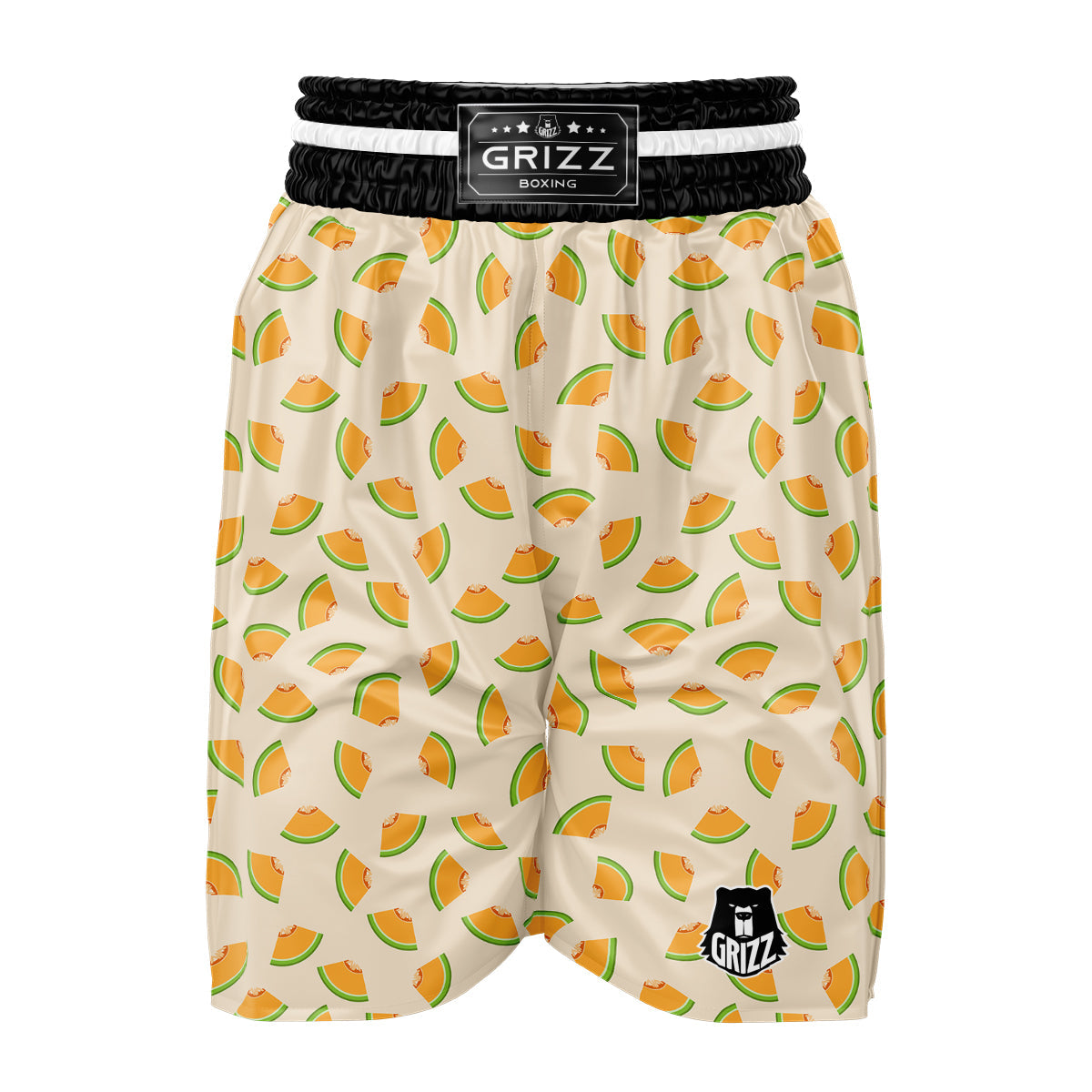 Beige And Melon Print Pattern Boxing Shorts-grizzshop