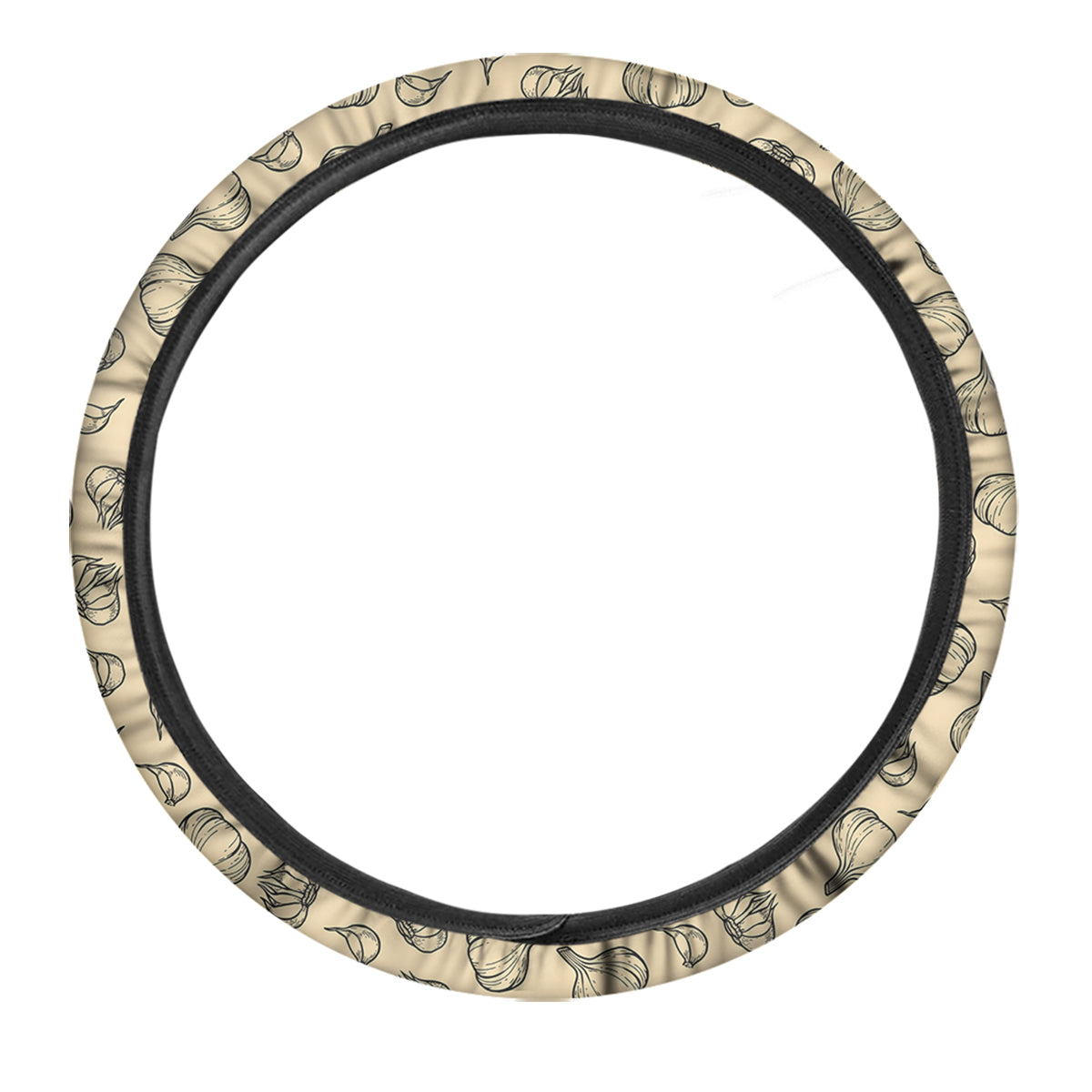 Beige Drawing Garlic Print Pattern Car Steering Wheel Cover-grizzshop