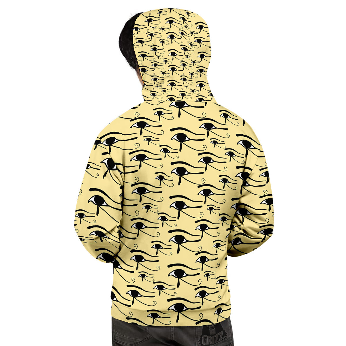 Beige Eye of Horus Print Pattern Men's Hoodie-grizzshop