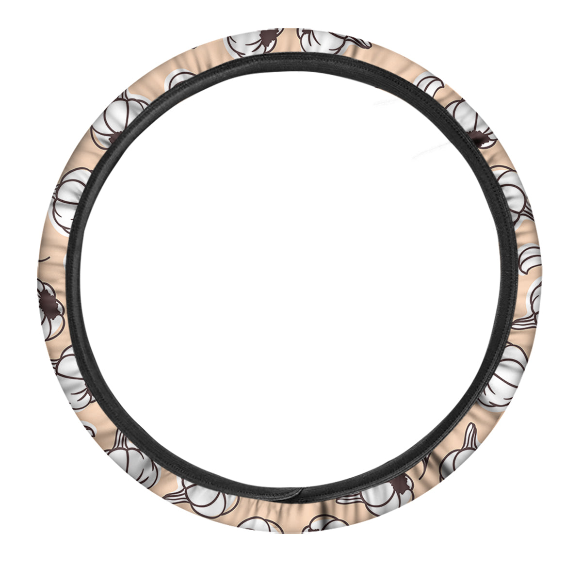 Beige Garlic Print Pattern Car Steering Wheel Cover-grizzshop