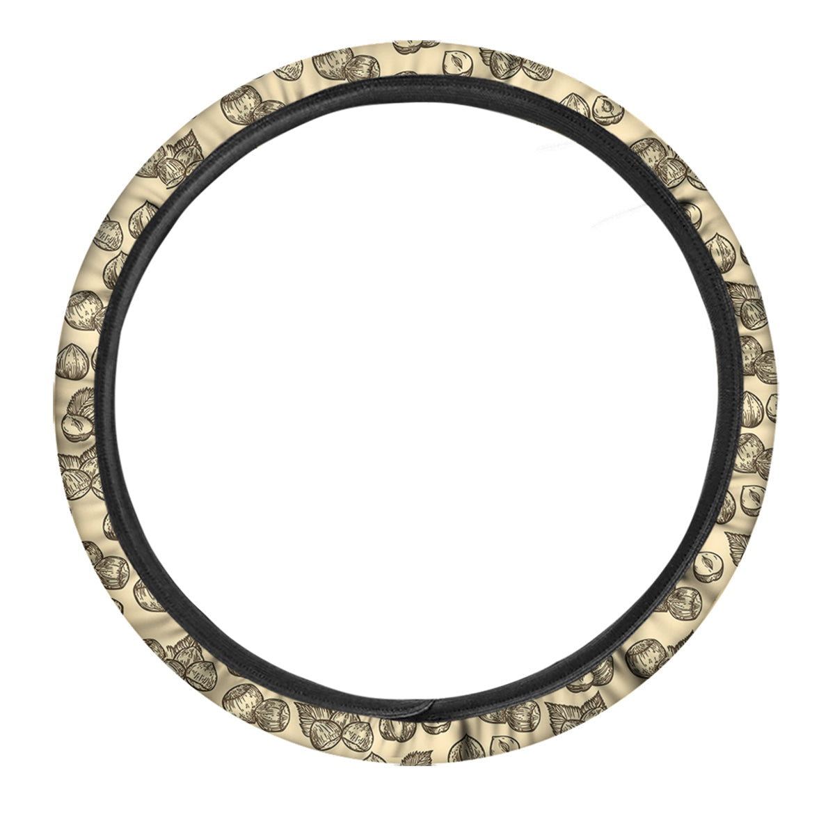 Beige Hazelnuts Print Pattern Car Steering Wheel Cover-grizzshop