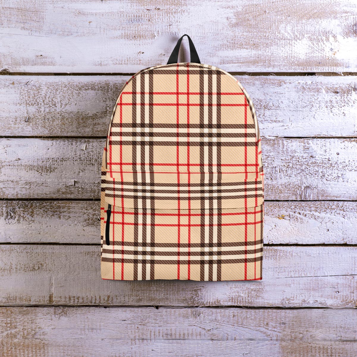 Beige Plaid Tartan Backpack-grizzshop