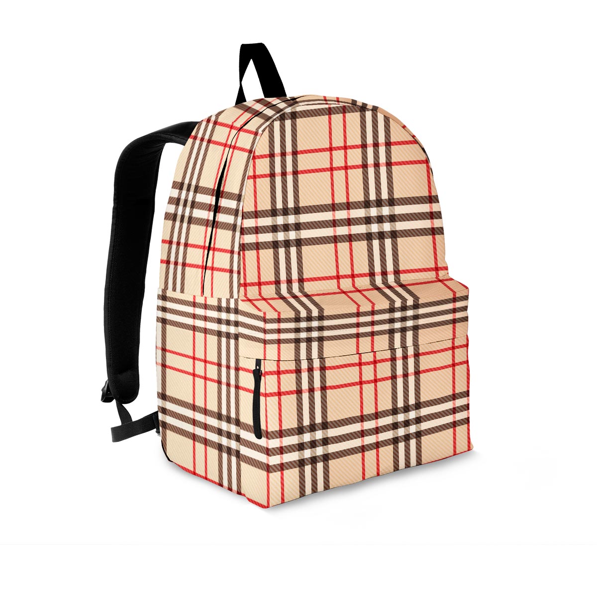 Beige Plaid Tartan Backpack-grizzshop