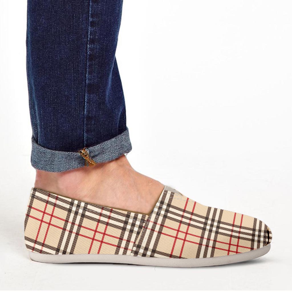 Beige Plaid Tartan Canvas Shoes-grizzshop