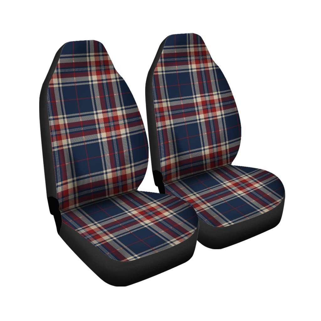 Beige Red And Blue Plaid Tartan Car Seat Covers-grizzshop