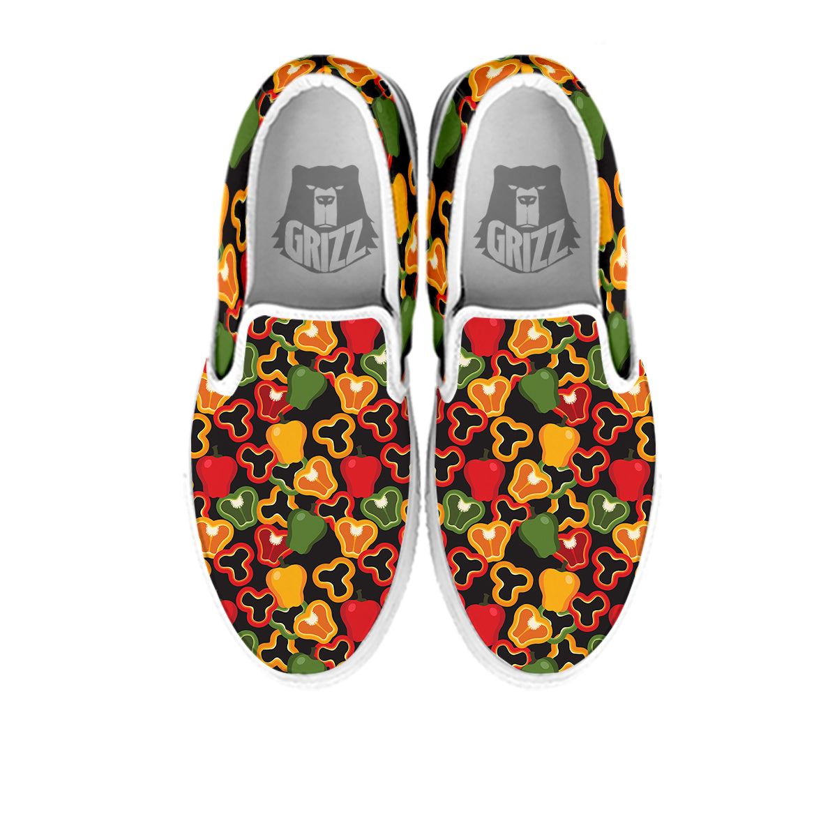 Bell Pepper Black Print Pattern White Slip On Shoes-grizzshop