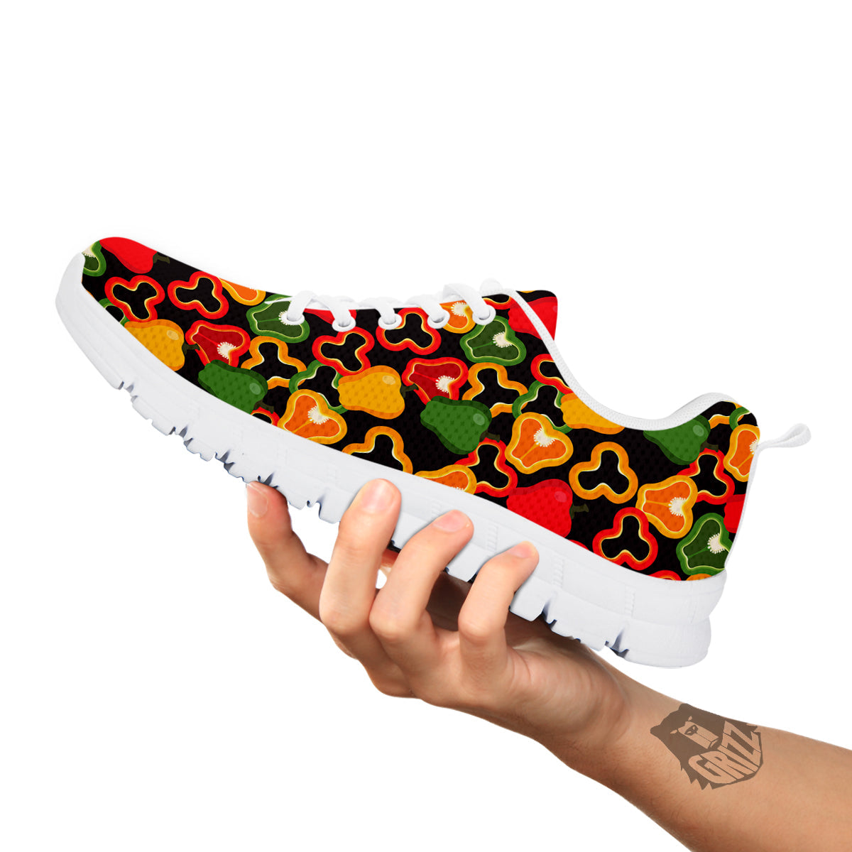 Bell Pepper Black Print Pattern White Sneaker-grizzshop