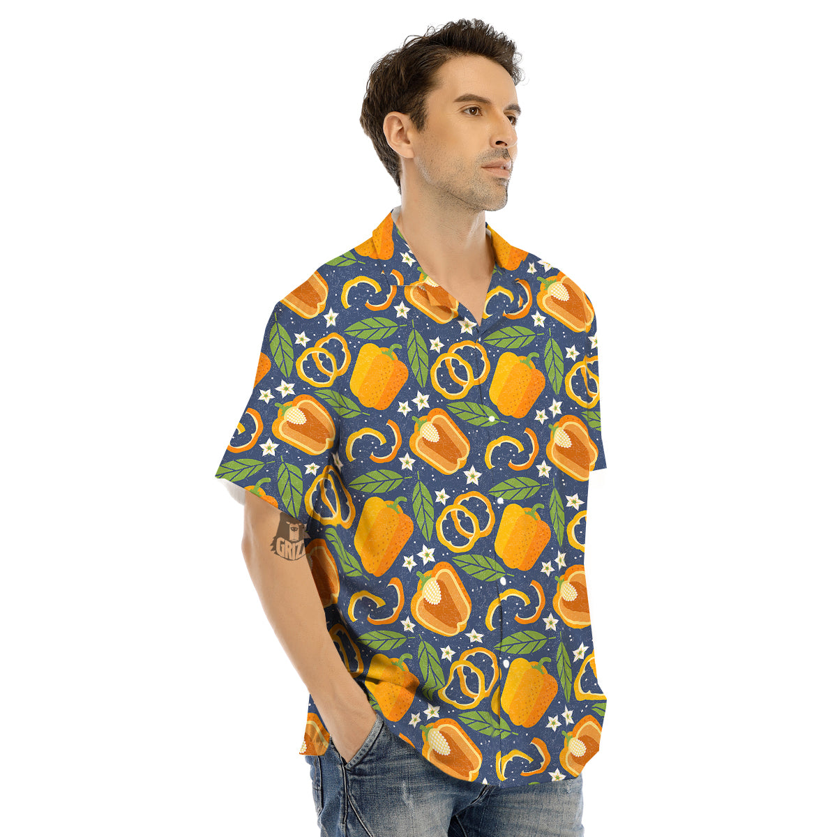 Bell Pepper Leaf Print Pattern Men's Hawaiian Shirt-grizzshop