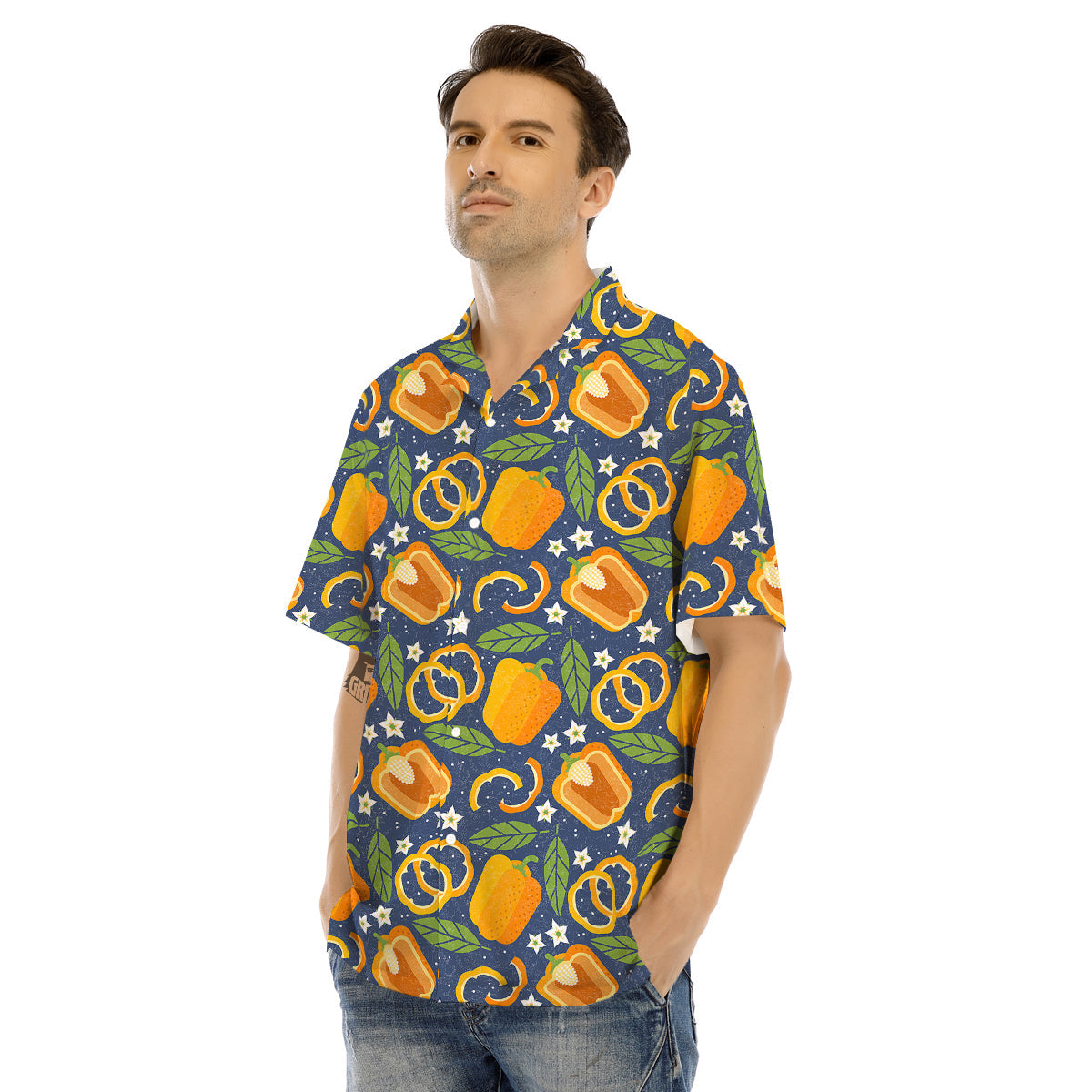 Bell Pepper Leaf Print Pattern Men's Hawaiian Shirt-grizzshop