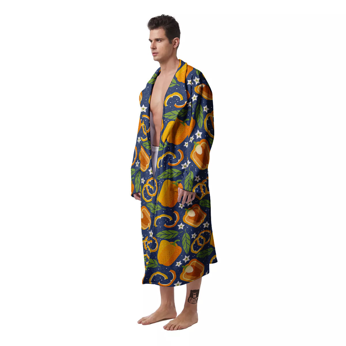 Bell Pepper Leaf Print Pattern Men's Robe-grizzshop