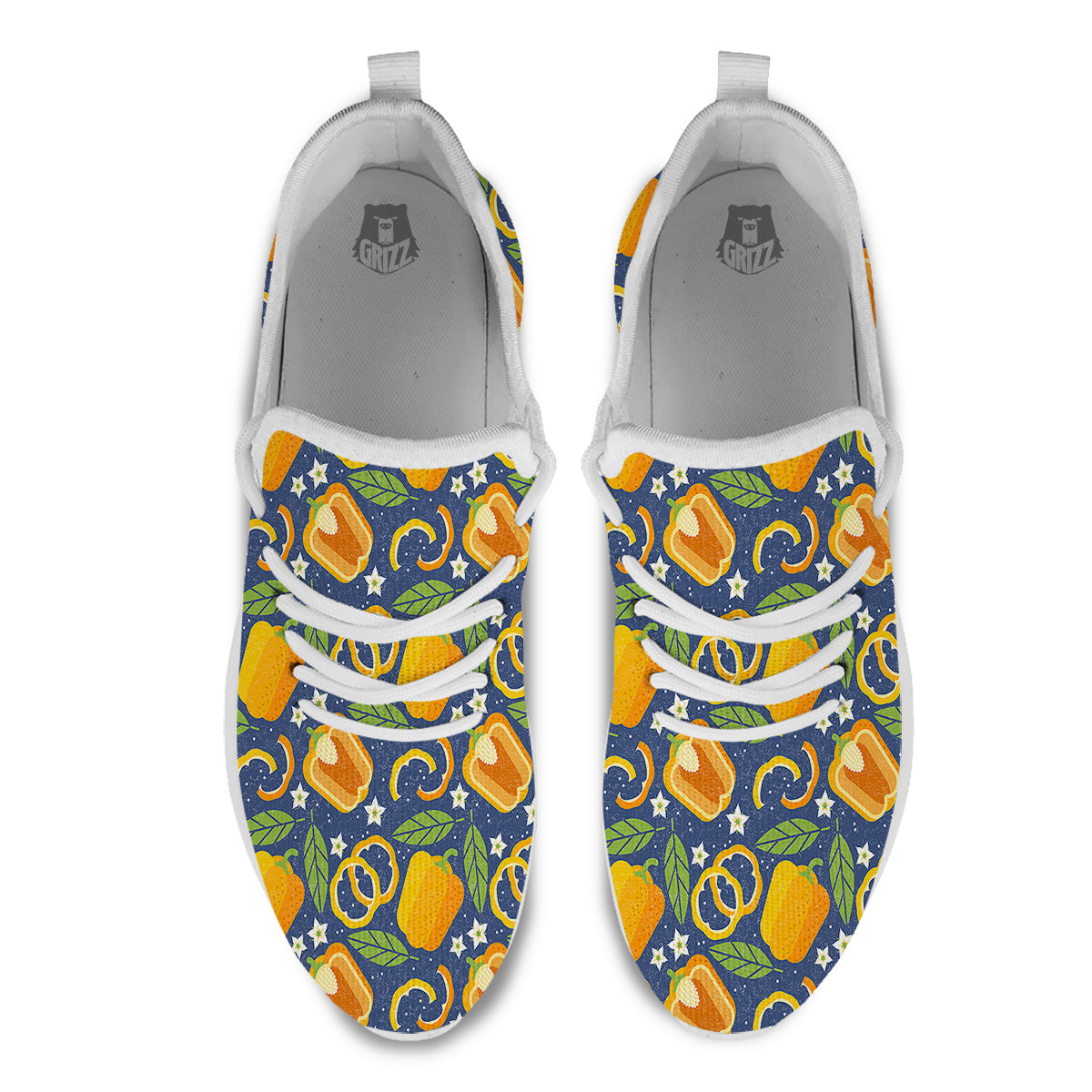 Bell Pepper Leaf Print Pattern White Athletic Shoes-grizzshop