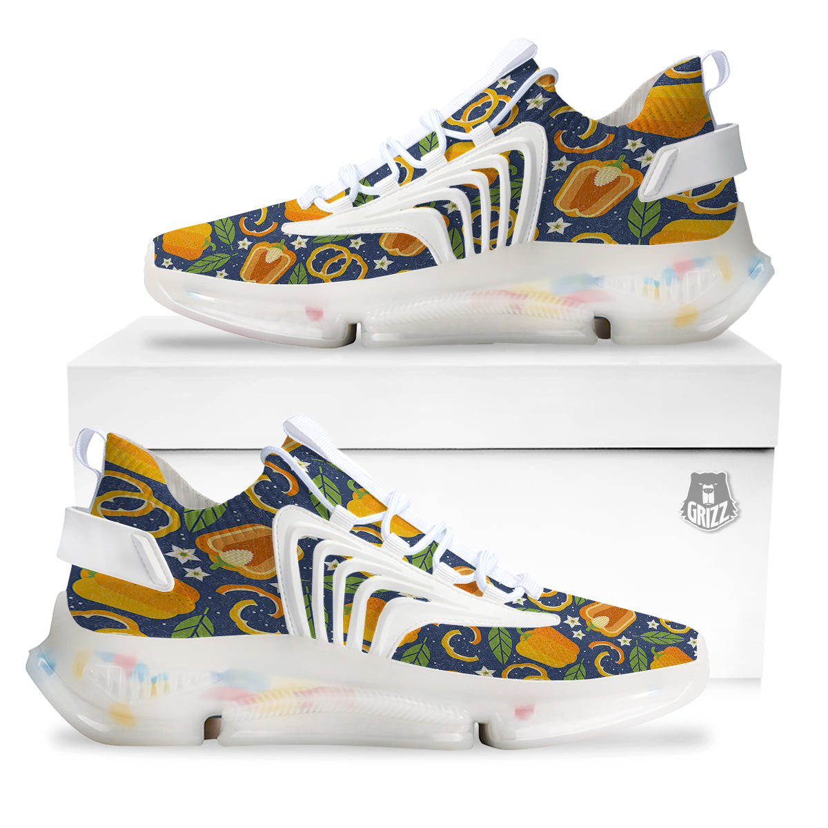 Bell Pepper Leaf Print Pattern White Gym Shoes-grizzshop