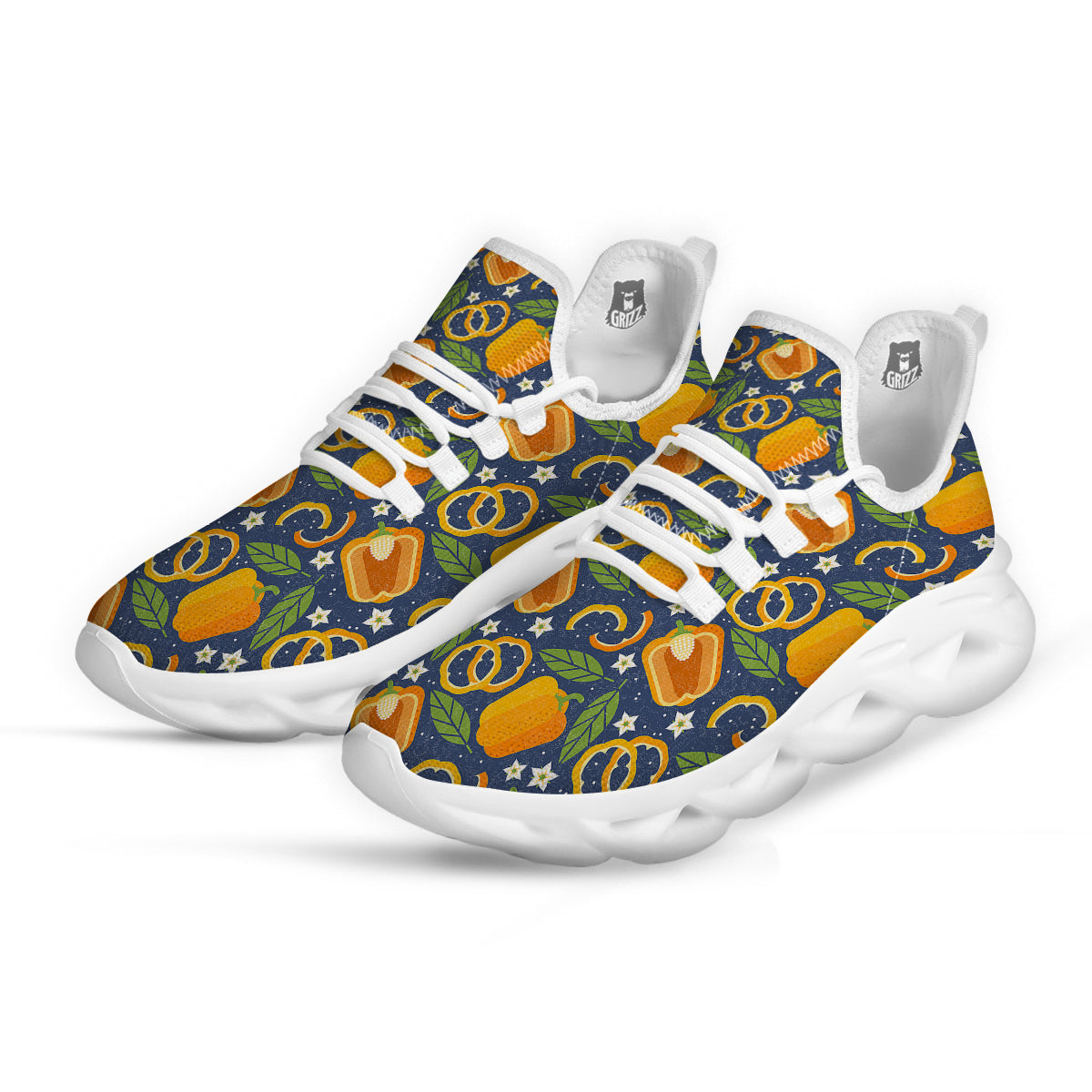 Bell Pepper Leaf Print Pattern White Running Shoes-grizzshop