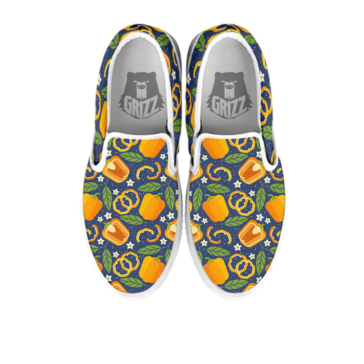 Bell Pepper Leaf Print Pattern White Slip On Shoes-grizzshop