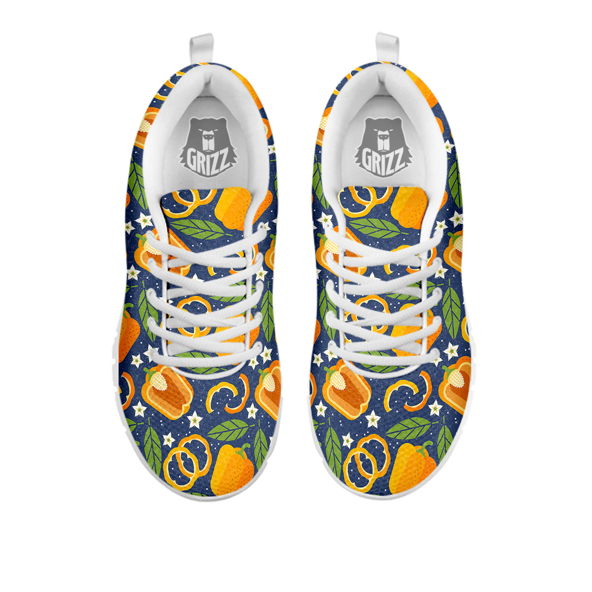Bell Pepper Leaf Print Pattern White Sneaker-grizzshop