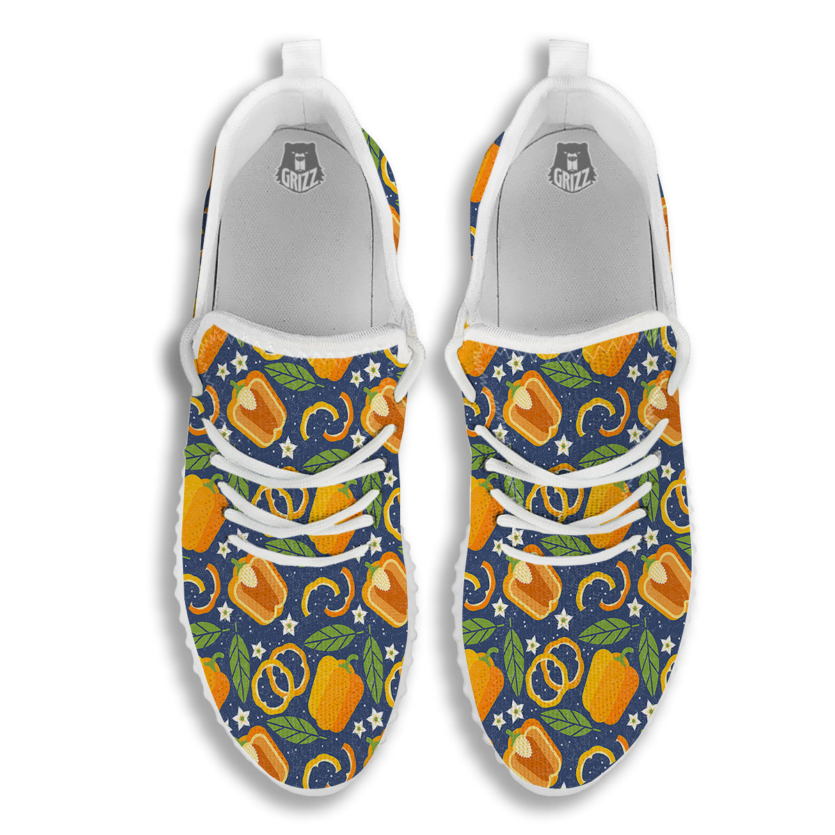 Bell Pepper Leaf Print Pattern White Walking Shoes-grizzshop