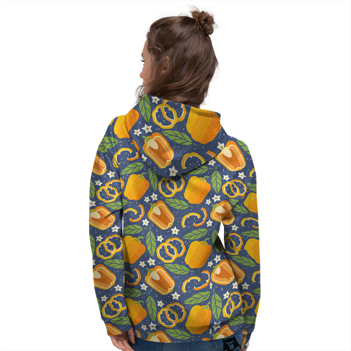 Bell Pepper Leaf Print Pattern Women's Hoodie-grizzshop