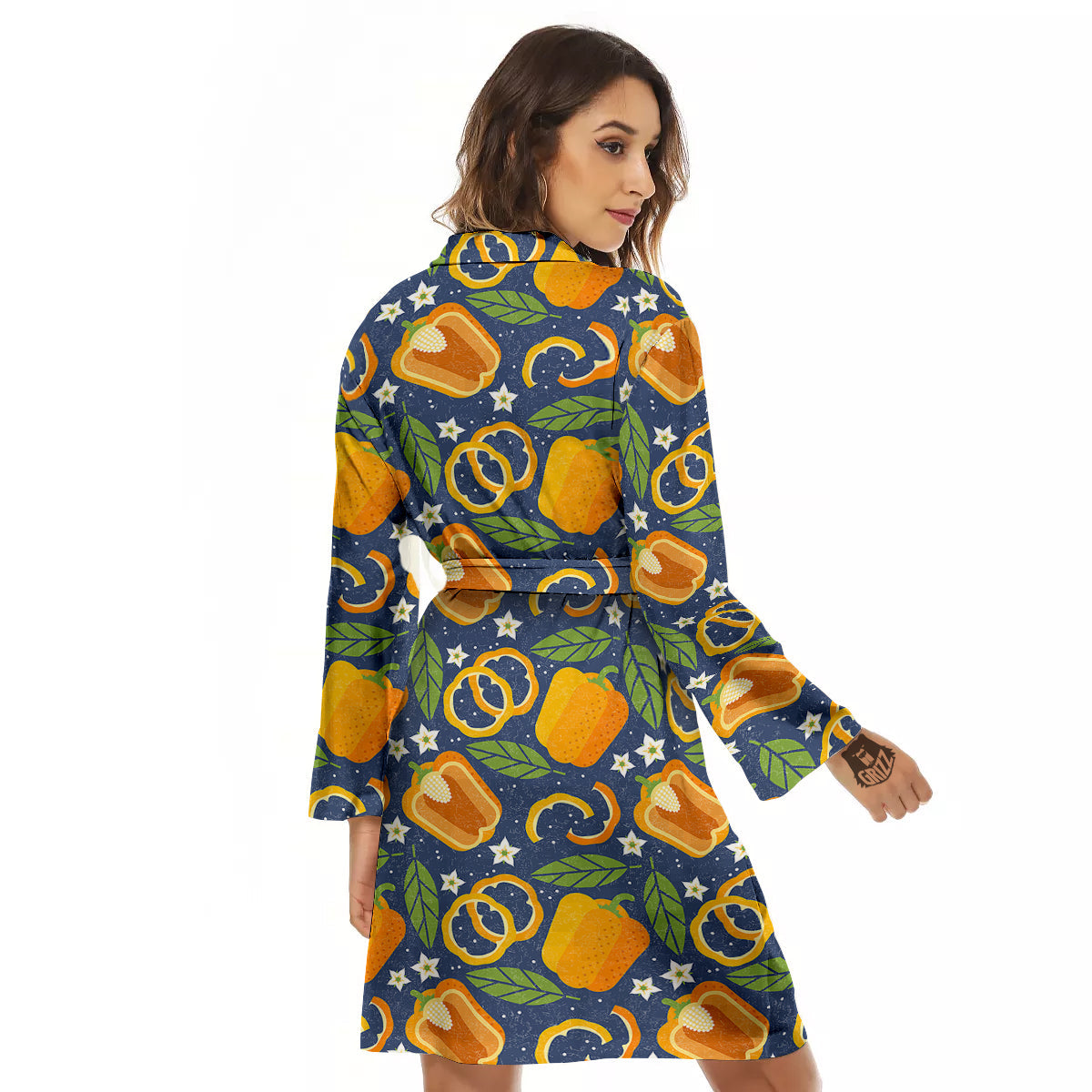 Bell Pepper Leaf Print Pattern Women's Robe-grizzshop