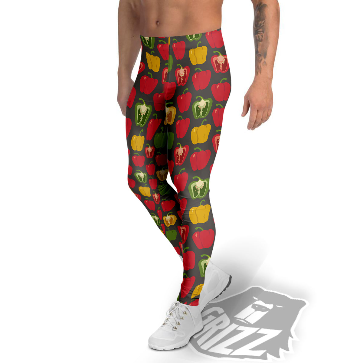 Bell Pepper Vintage Print Pattern Men's Leggings-grizzshop
