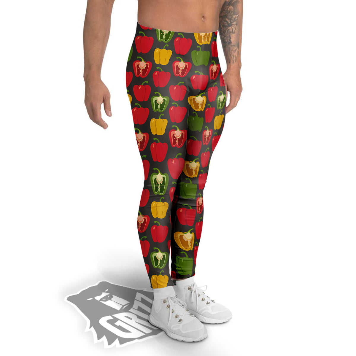 Bell Pepper Vintage Print Pattern Men's Leggings-grizzshop