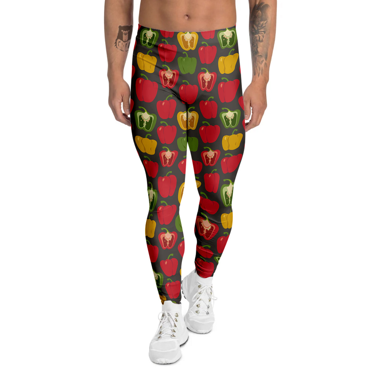 Bell Pepper Vintage Print Pattern Men's Leggings-grizzshop