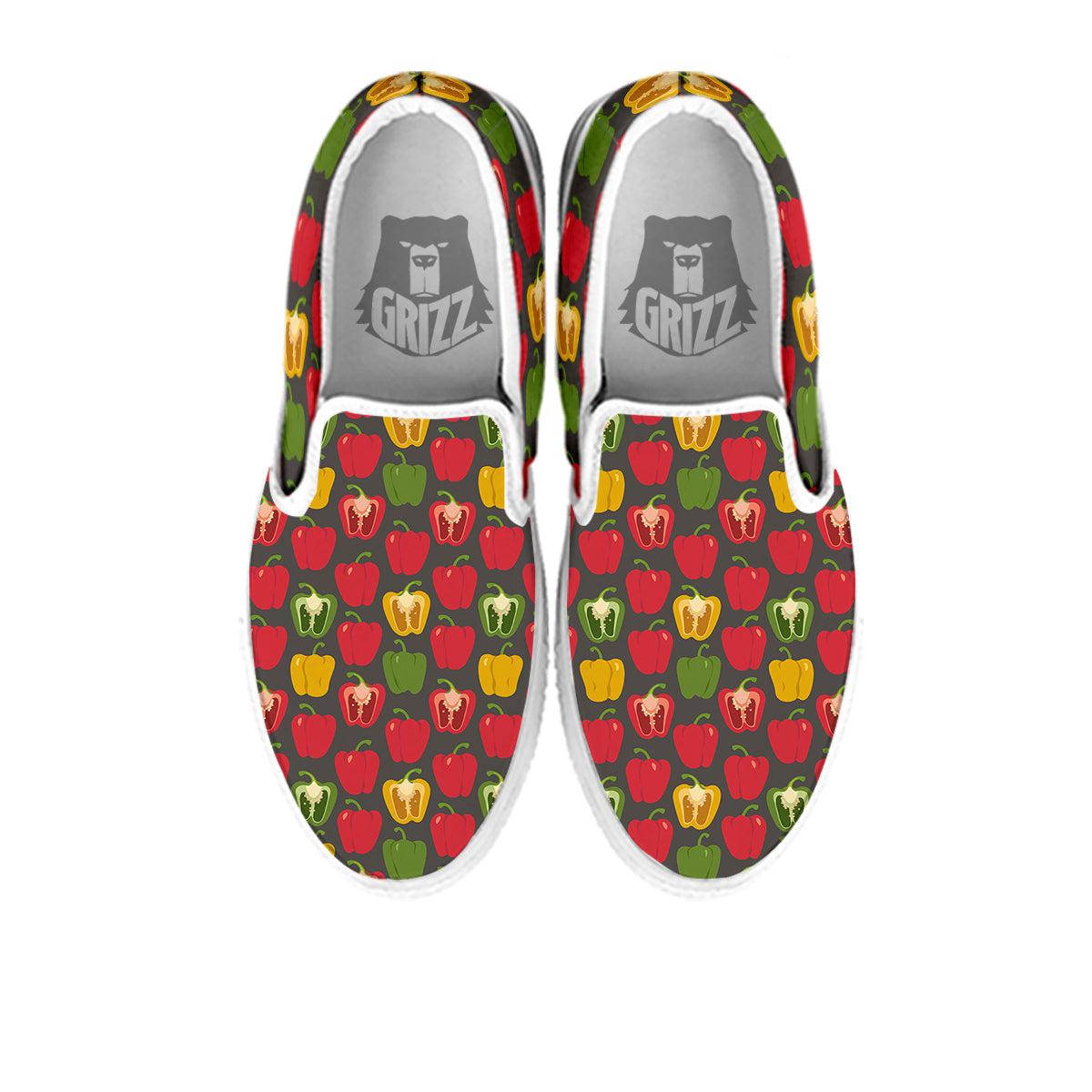 Bell Pepper Vintage Print Pattern White Slip On Shoes-grizzshop
