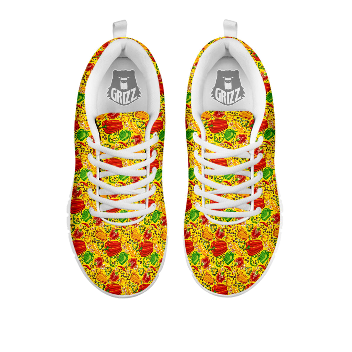 Bell Pepper Yellow Print Pattern White Sneaker-grizzshop