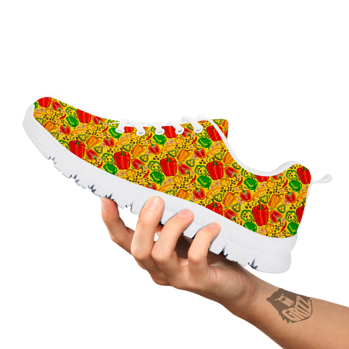 Bell Pepper Yellow Print Pattern White Sneaker-grizzshop