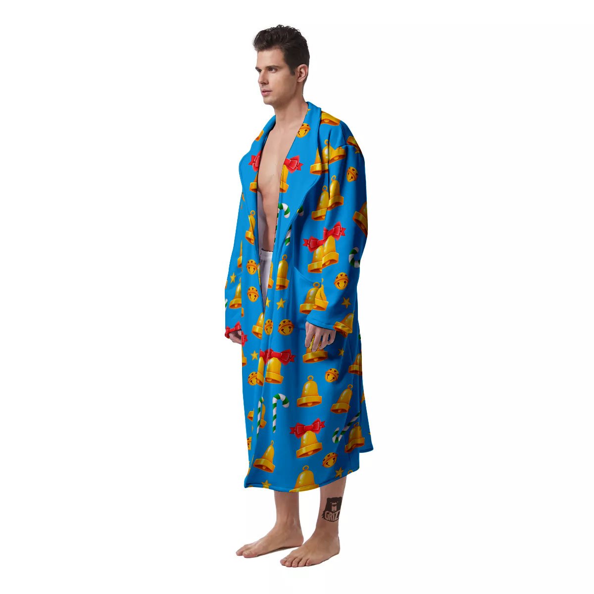 Bells Merry Christmas Print Pattern Men's Robe-grizzshop