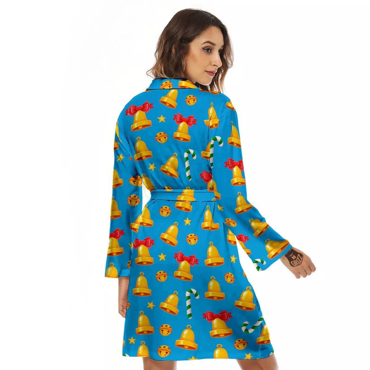 Bells Merry Christmas Print Pattern Women's Robe-grizzshop