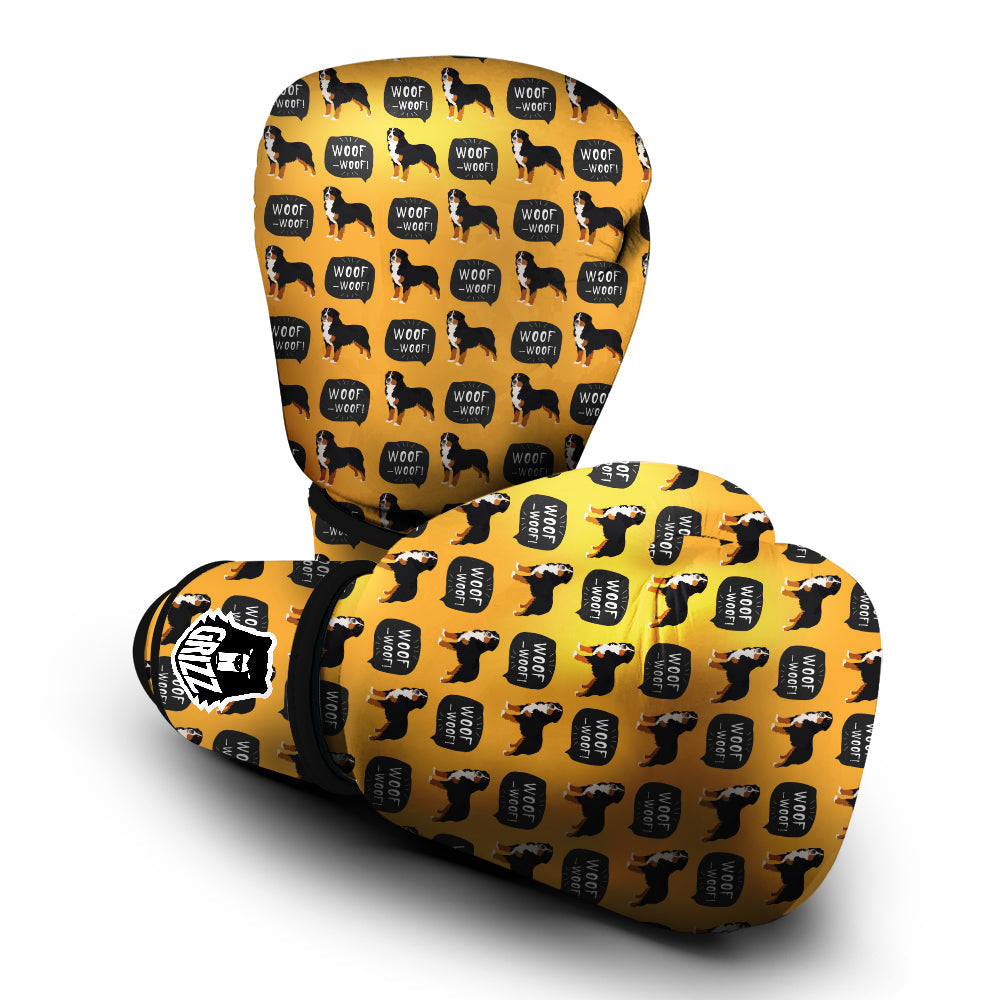 Bernese Yellow Woof Woof Print Pattern Boxing Gloves-grizzshop