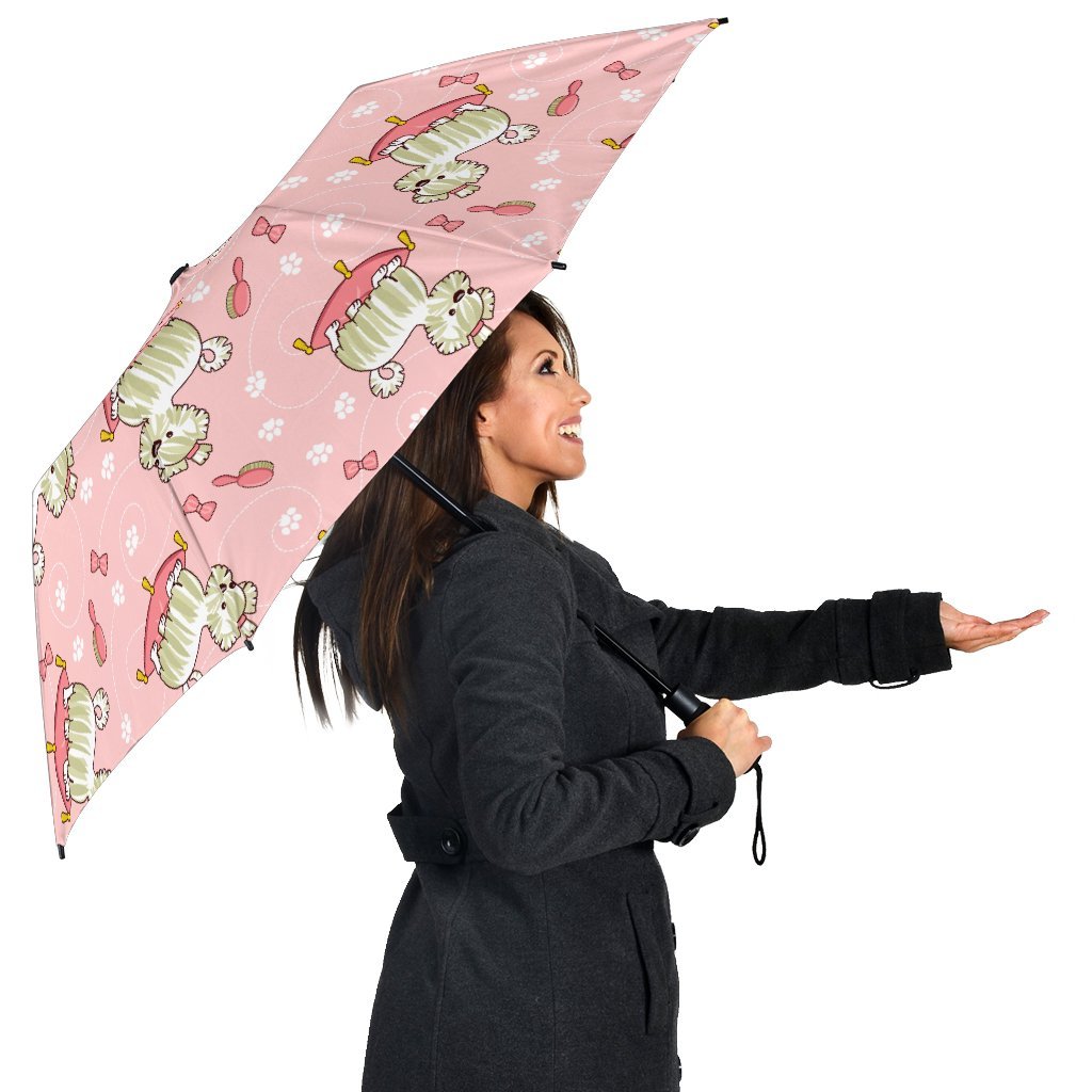 Bichon Frise Dog Pattern Print Automatic Foldable Umbrella-grizzshop