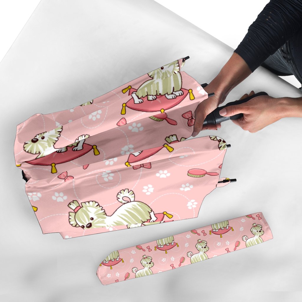Bichon Frise Dog Pattern Print Automatic Foldable Umbrella-grizzshop
