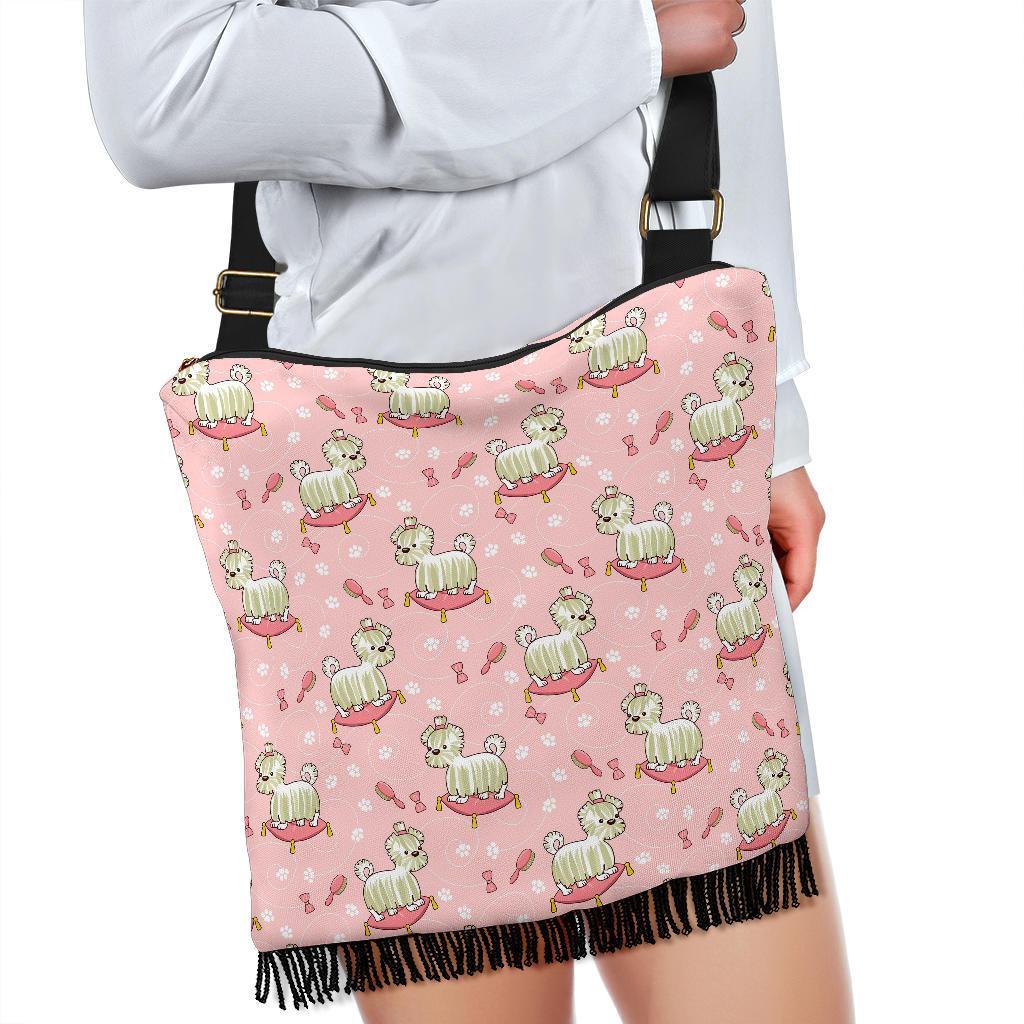 Bichon Frise Dog Pattern Print Crossbody bags-grizzshop