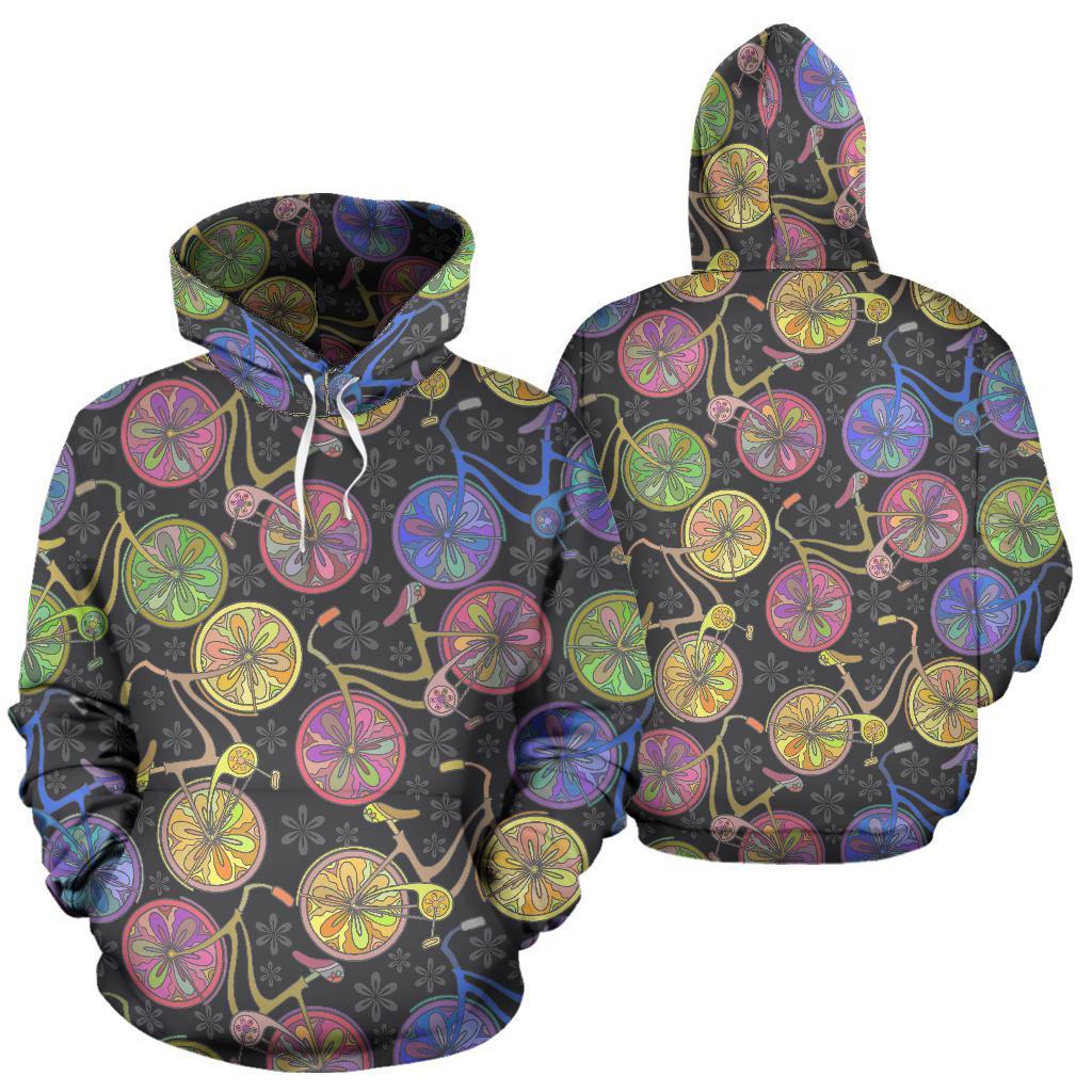 Bicycle Floral Pattern Print Women Men Pullover Hoodie-grizzshop