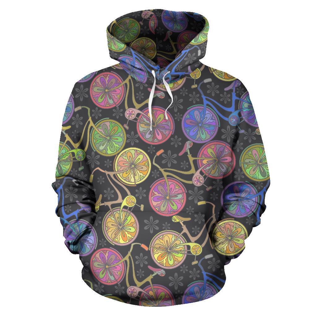 Bicycle Floral Pattern Print Women Men Pullover Hoodie-grizzshop