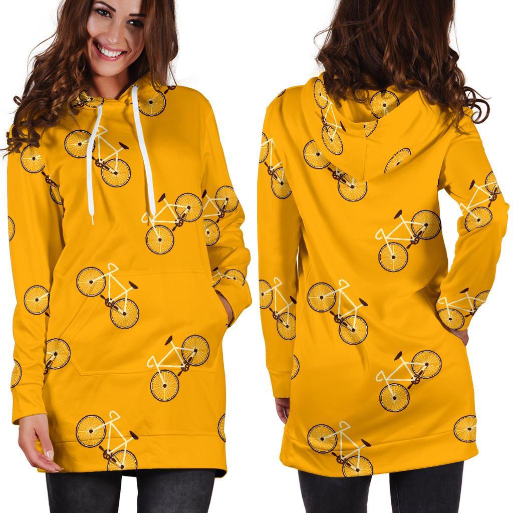 Bicycle Pattern Print Women Hoodie Dress-grizzshop